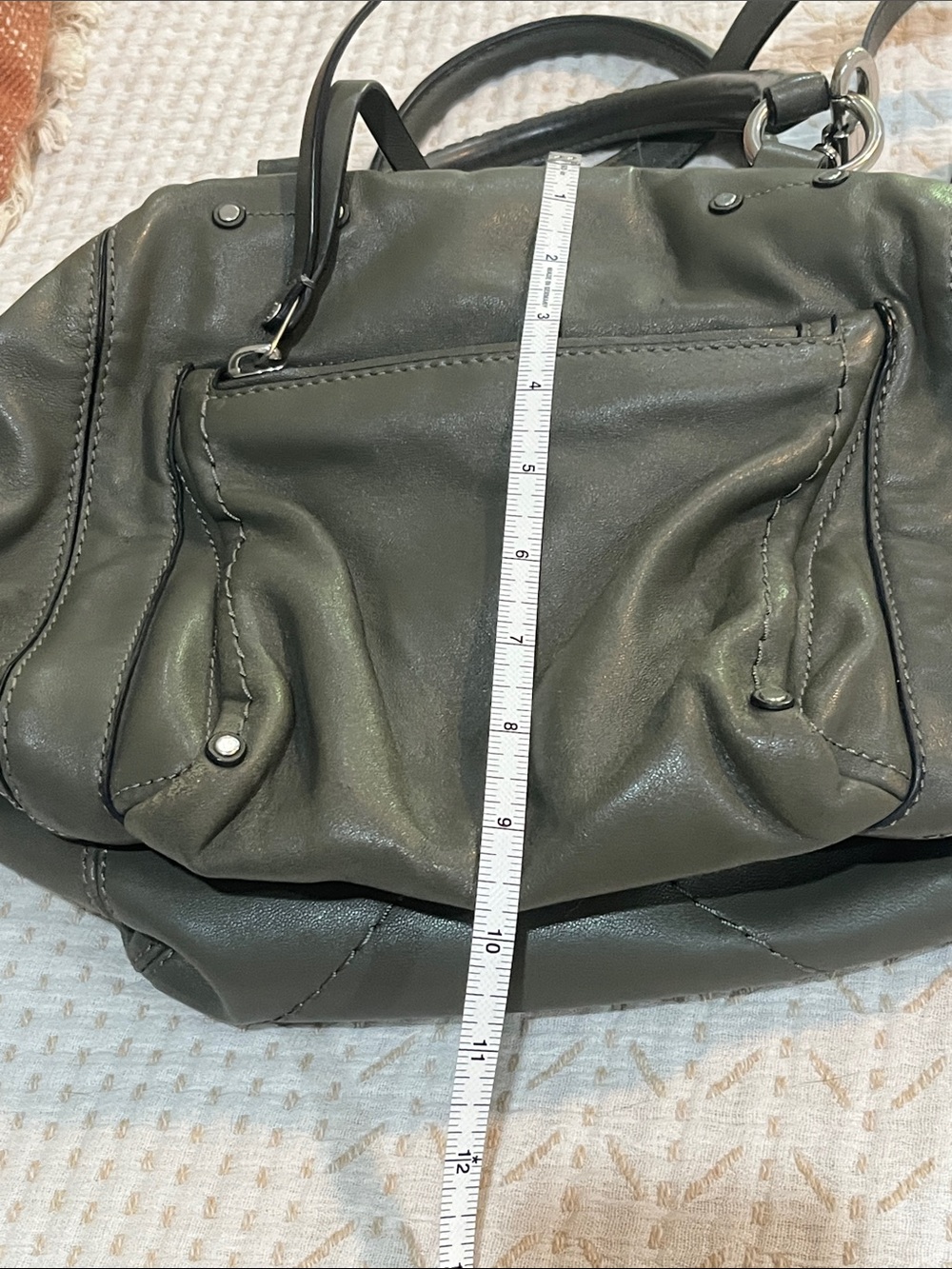 Marc Jacobs Olive Green Leather Shoulder Satchel - Picture 10 of 12
